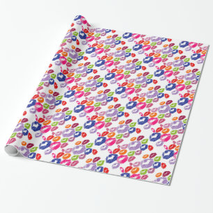 Colorful Lipstick Kisses Lip Color Wrapping Paper