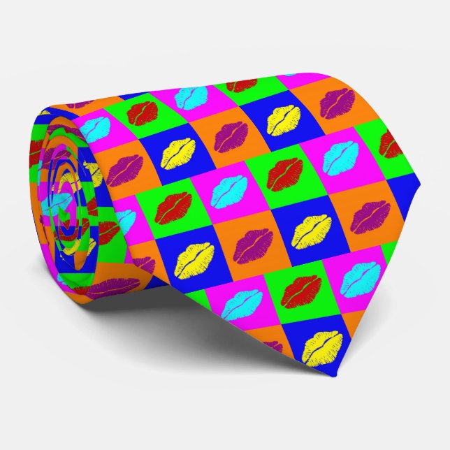 Colorful lipstick kisses tie (Rolled)