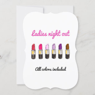 Colorful lipsticks GIRLS NIGHT OUT invitation