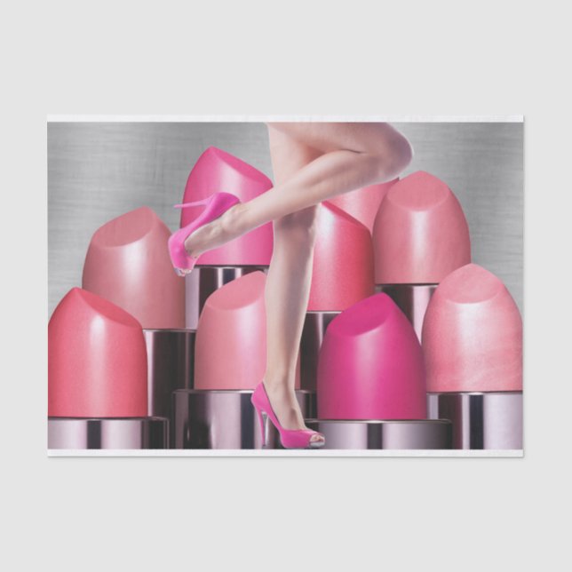 Colorful Lipsticks & Lady In High Heels Tissue Paper (Front)
