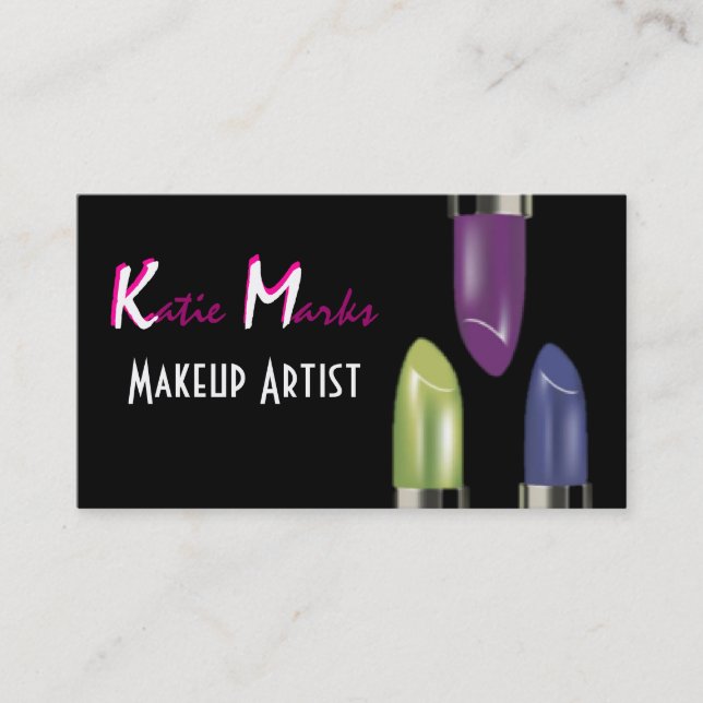 Colorful Lipsticks Makeup Artist Business Card (Front)