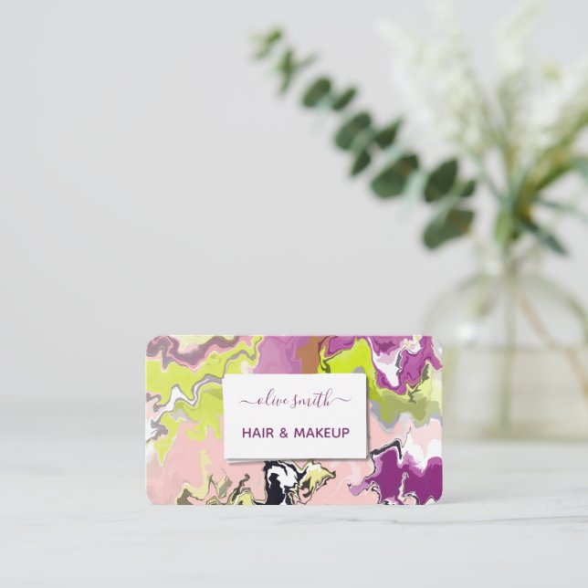 Colorful Liquid Acrylic Abstract Art Business Card (Standing Front)