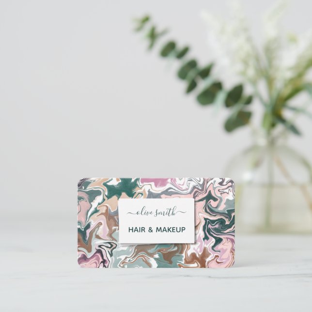 Colorful Liquid Acrylic Abstract Art Business Card (Standing Front)