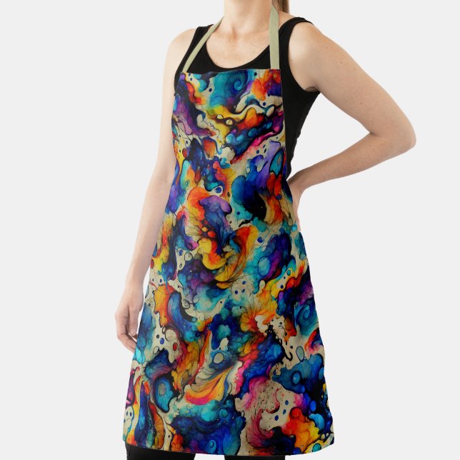Colorful Liquid Ink Abstraction Apron (Insitu)