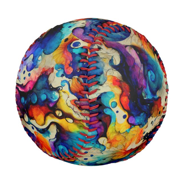 Colorful Liquid Ink Abstraction Baseball (Angled)