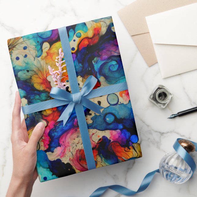 Colorful Liquid Ink Abstraction Pattern Wrapping Paper (Gifting)