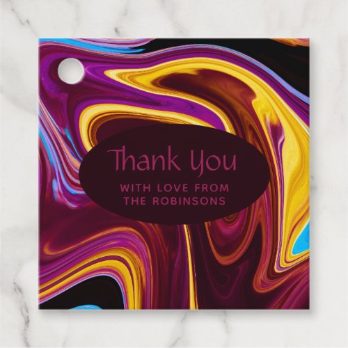 Colorful Liquid Ink Marble Favor Tags