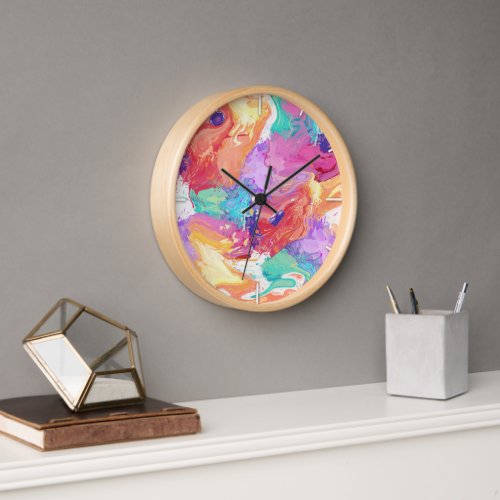 Colorful Liquid Marble Dream Clock