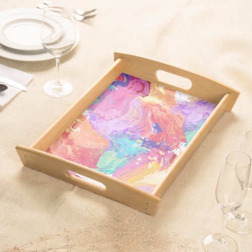 Colorful Liquid Marble Dream Serving Tray