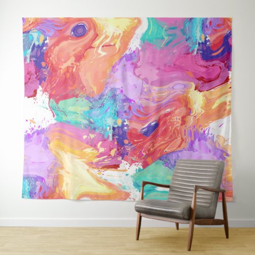 Colorful Liquid Marble Dream Tapestry
