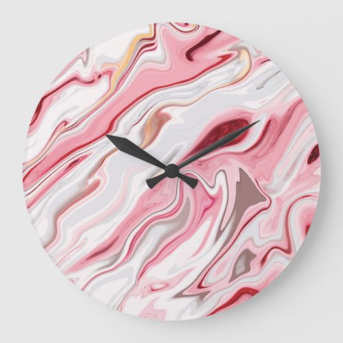 Colorful Liquid Marble Texture Design Large Clock