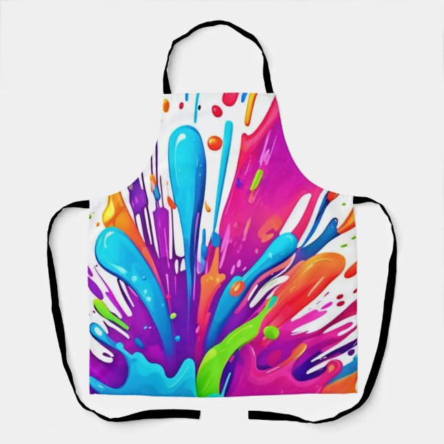 Colorful Liquid Paint Splashes Apron (Front)