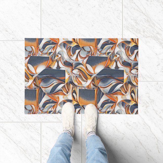 Colorful liquid waves geometric abstract pattern 1 doormat (Indoor)