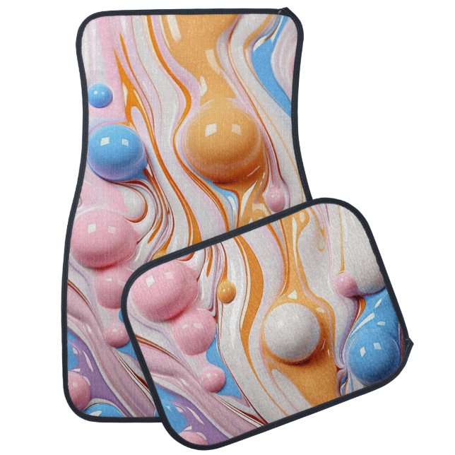 Colorful Liquid with Bubbles Car Floor Mat (Set)