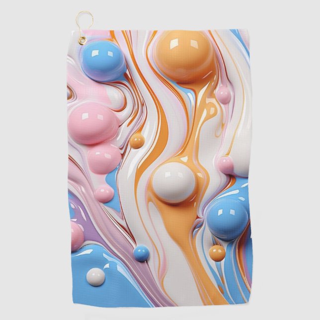 Colorful Liquid with Bubbles Golf Towel (Front)