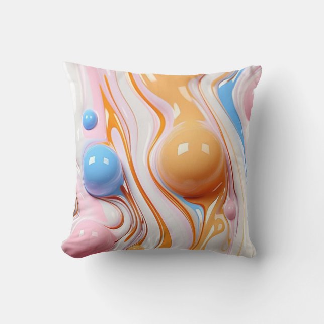 Colorful Liquid with Bubbles Throw Pillow (Front)