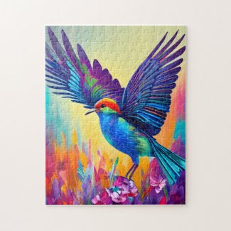 Colorful Little Bird Ready to Fly