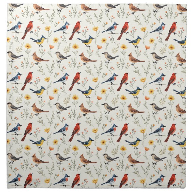 Colorful Little Birds Cloth Napkin (Front)
