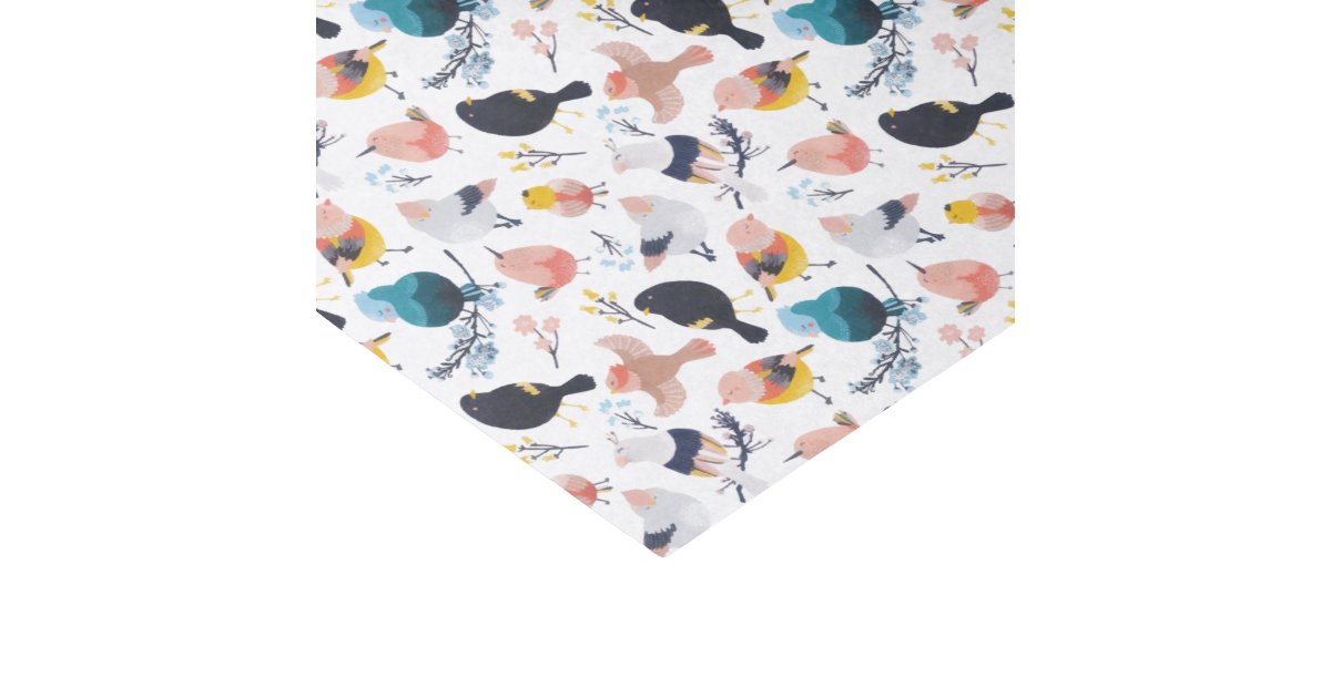 Colorful Little Birds Floral Botanical Paradise Tissue Paper | Zazzle