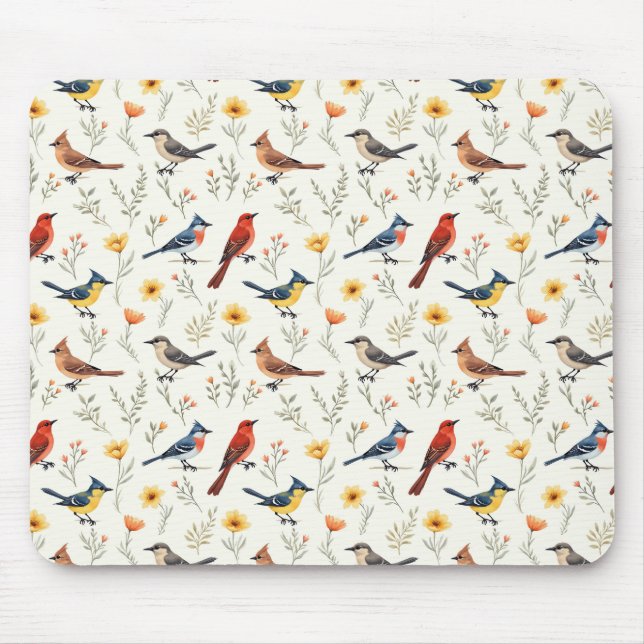 Colorful Little Birds Mouse Pad (Front)