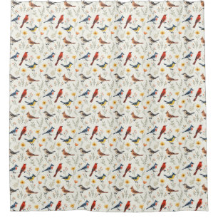 Colorful Little Birds Shower Curtain