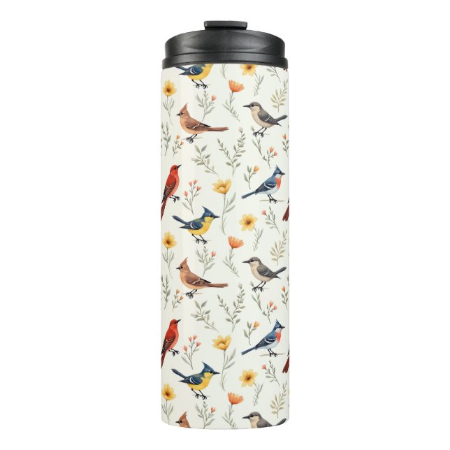 Colorful Little Birds Thermal Tumbler (Front)