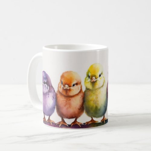 Colorful Little Birds Watercolor Coffee Mug