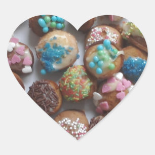 colorful little birthday cakes, food, party cake heart sticker