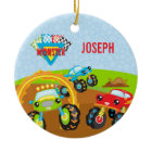 Colorful Little Boy Monster Trucks Name Christmas