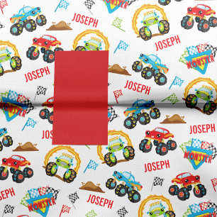 Colorful Little Boy Monster Trucks Pattern Tissue Paper