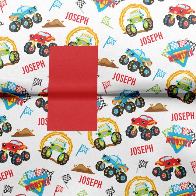 Colorful Little Boy Monster Trucks Pattern Tissue Paper (Creator Uploaded)