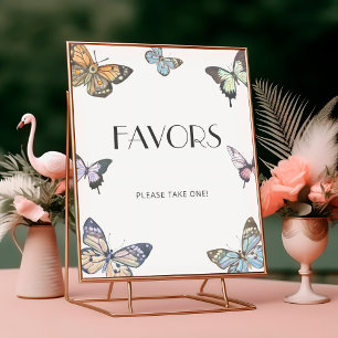 Colorful Little Butterfly Baby Shower Favors Poster