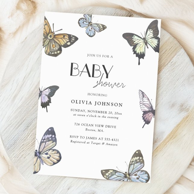 Colorful Little Butterfly Baby Shower Invitation (Creator Uploaded)