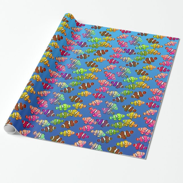 Colorful Little Clownfish Wrapping Paper (Unrolled)
