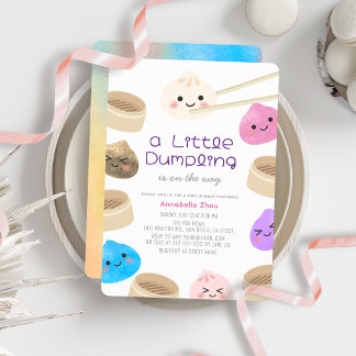Colorful Little Dumpling Kawaii Baby Shower Invitation
