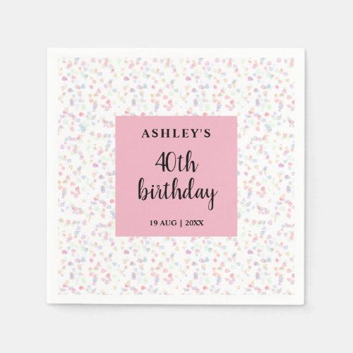 Colorful Little Flakes 40th birthday Napkins
