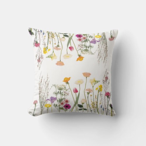 Colorful Little Flower Throw Pillow