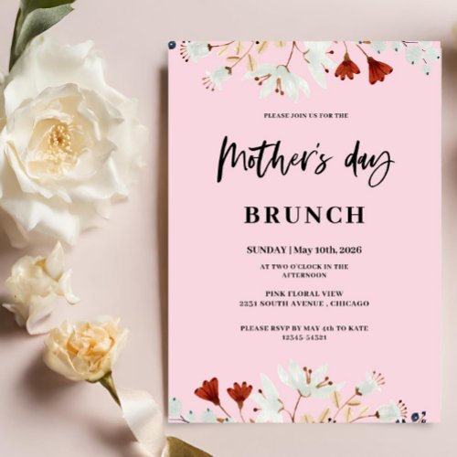 Colorful Little Flowers Mothers day Brunch  Invitation
