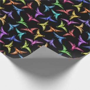 Colorful Little Flying Pterodactyls Wrapping Paper