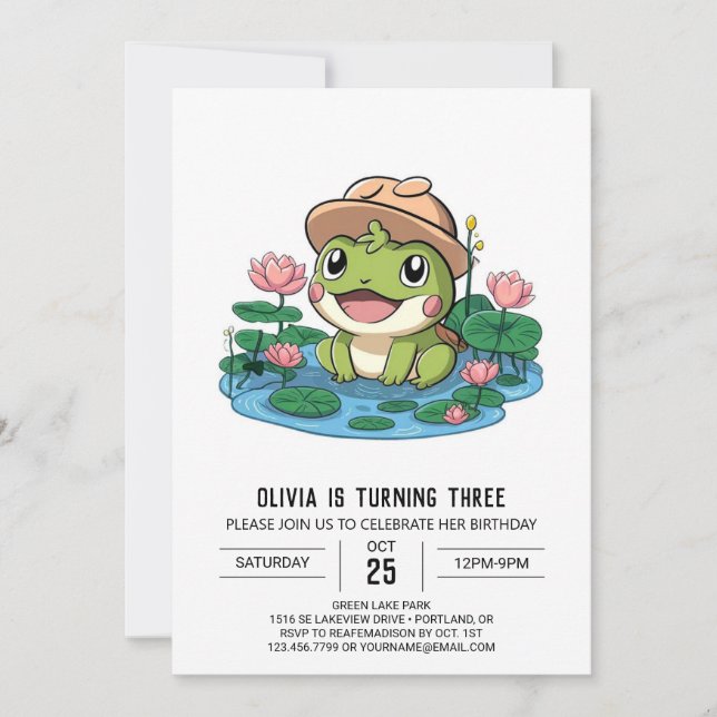 Colorful Little Frog Digital Birthday Invitation (Front)