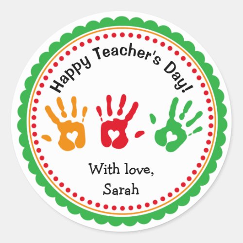 Colorful Little Hands Personalized Teacher Sticker
