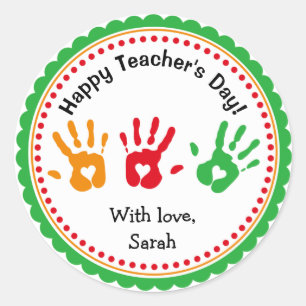 Colorful Little Hands Personalized Teacher Sticker