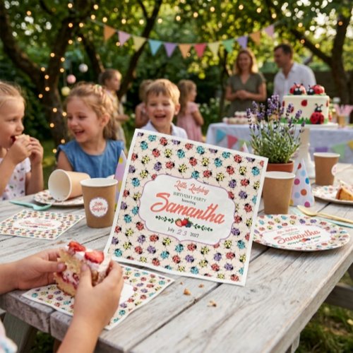 Colorful Little Ladybug Birthday Party Paper Napkins