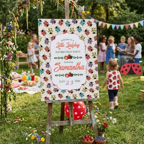 Colorful Little Ladybug Birthday Party Welcome Foam Board