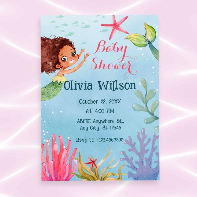 Colorful Little Mermaid baby shower Invitation (Creator Uploaded)