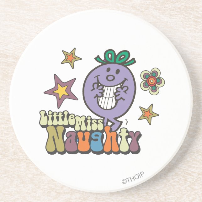 Colorful Little Miss Naughty Drink Coaster (Front)
