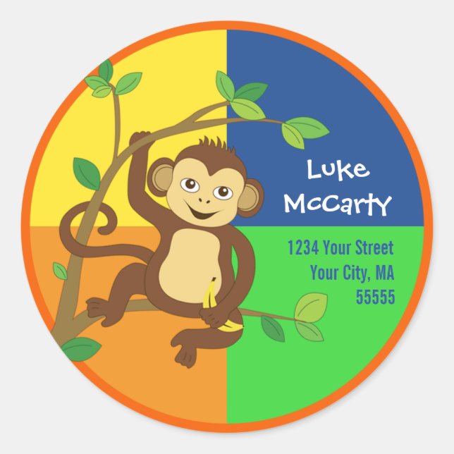 Colorful Little Monkey Address Label (Front)