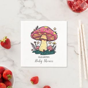 Colorful Little Mushroom Baby Shower Napkins