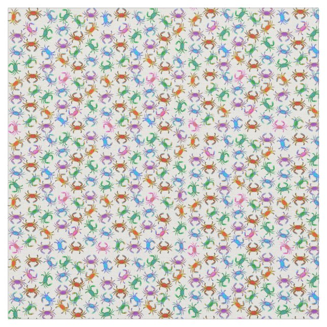 Colorful Little Sea Crabs Fabric (Close Up)