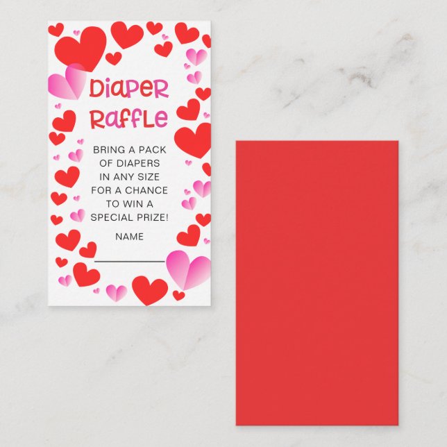 Colorful Little Sweetheart Baby Diaper Raffle  Enc Enclosure Card (Front/Back)